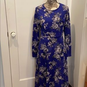 Avital Royal Blue Floral Maxi Dress Gown
